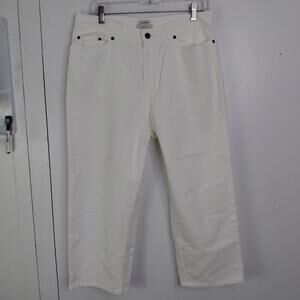 Ll Bean Pants Womens 12 Classic Fit Straight Leg White Cropped Capsule Staple